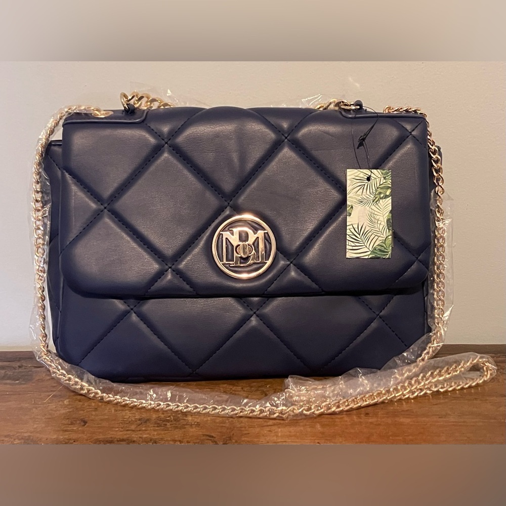 Badgley Mischka Quilted Messenger Bag in Navy